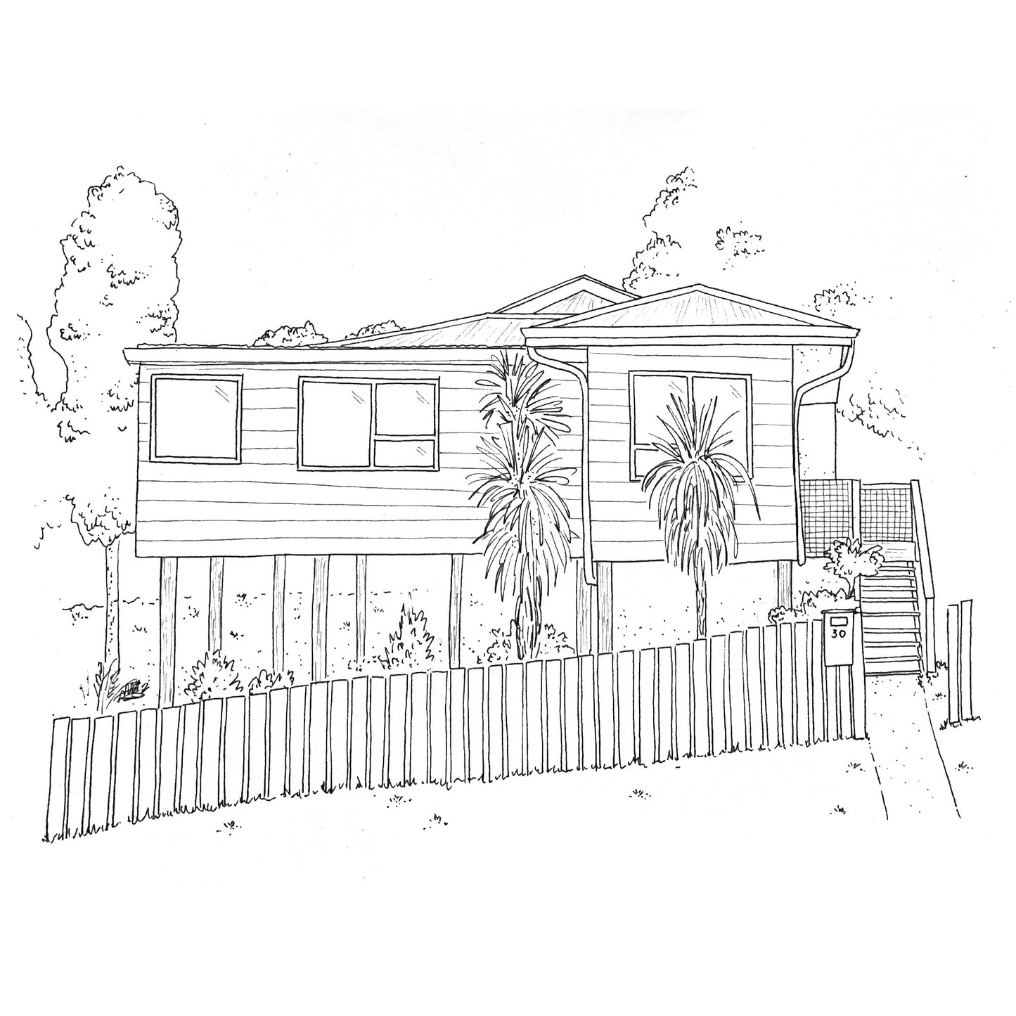 Medium Black Ink Illustration