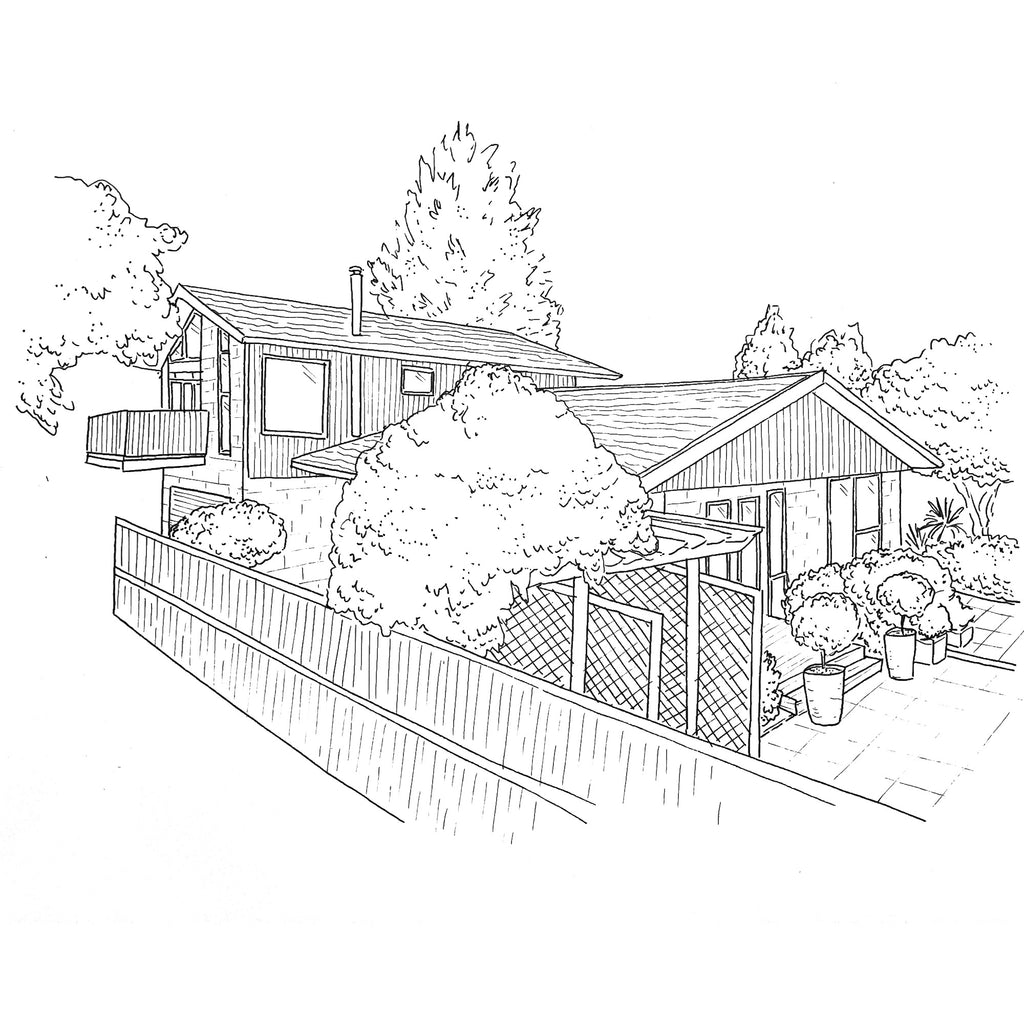 Small Black Ink Home Illustration