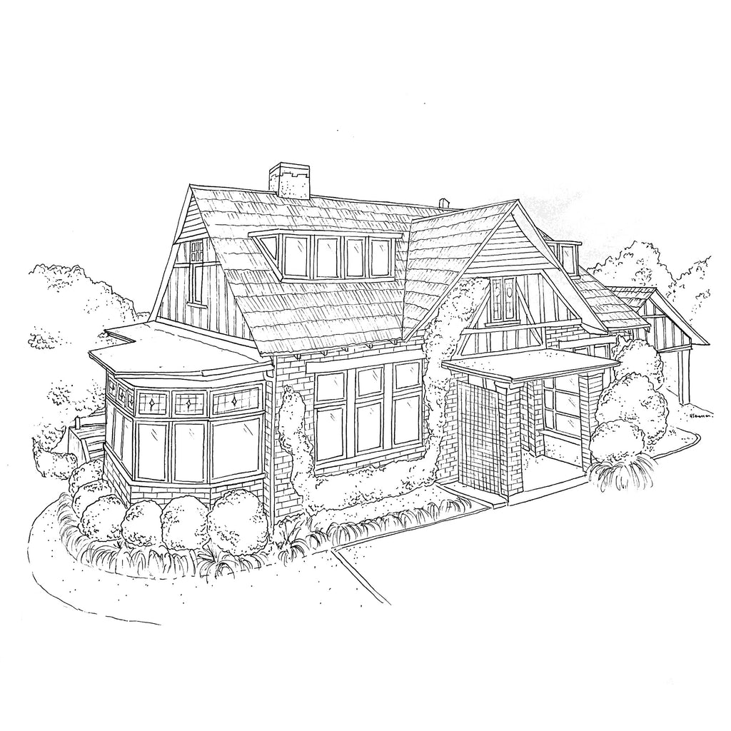 Large Black Ink Home Illustration