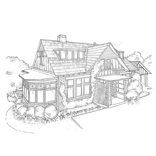 Large Black Ink Home Illustration