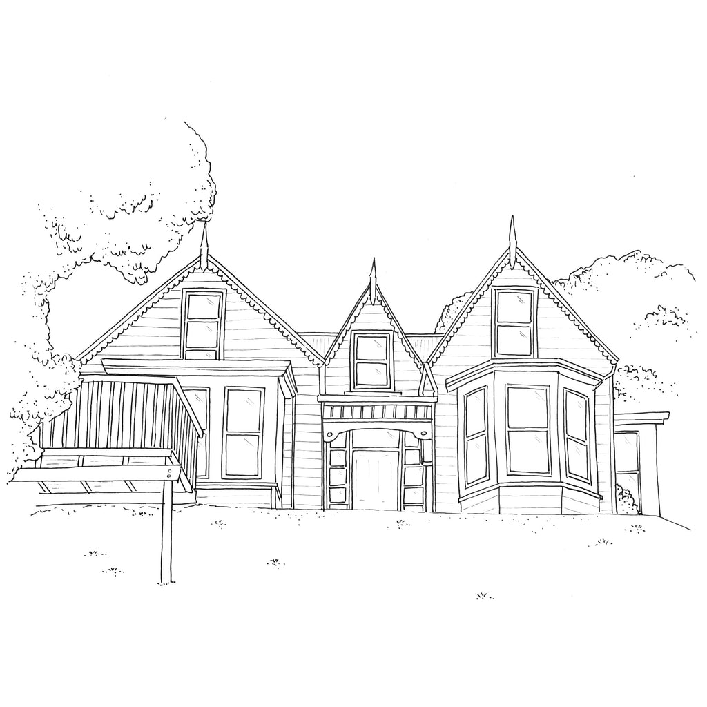 Small Black Ink Home Illustration