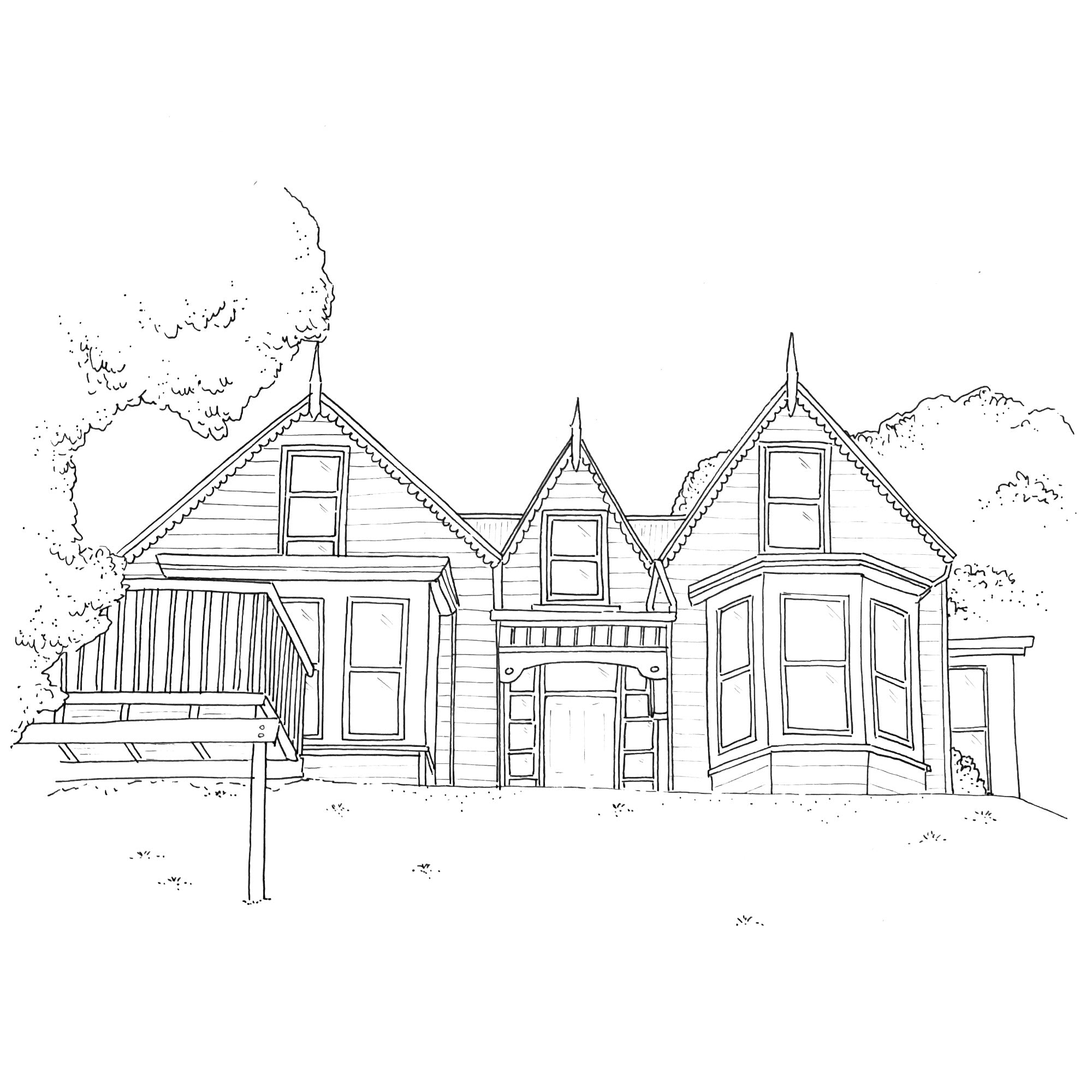 Small Black Ink Home Illustration