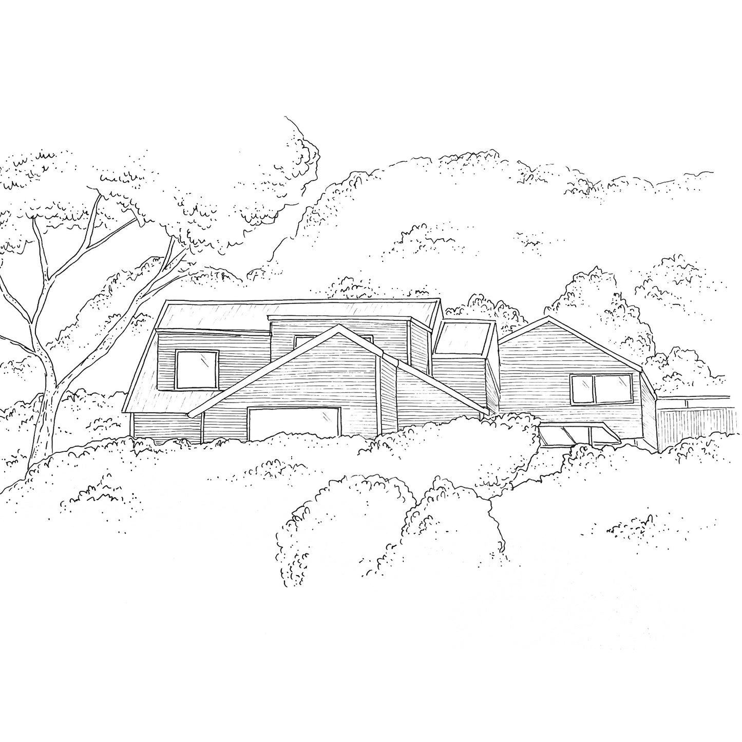 Small Black Ink Home Illustration