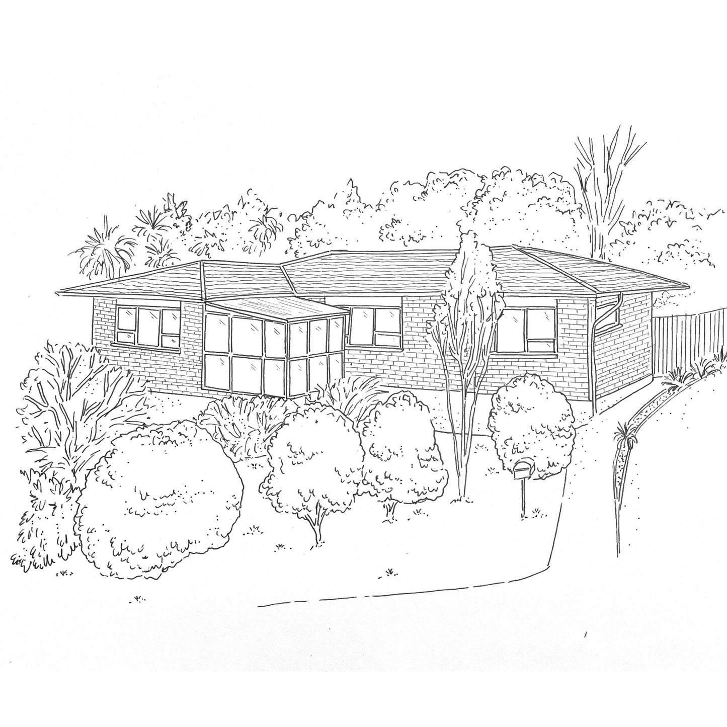 Small Black Ink Home Illustration