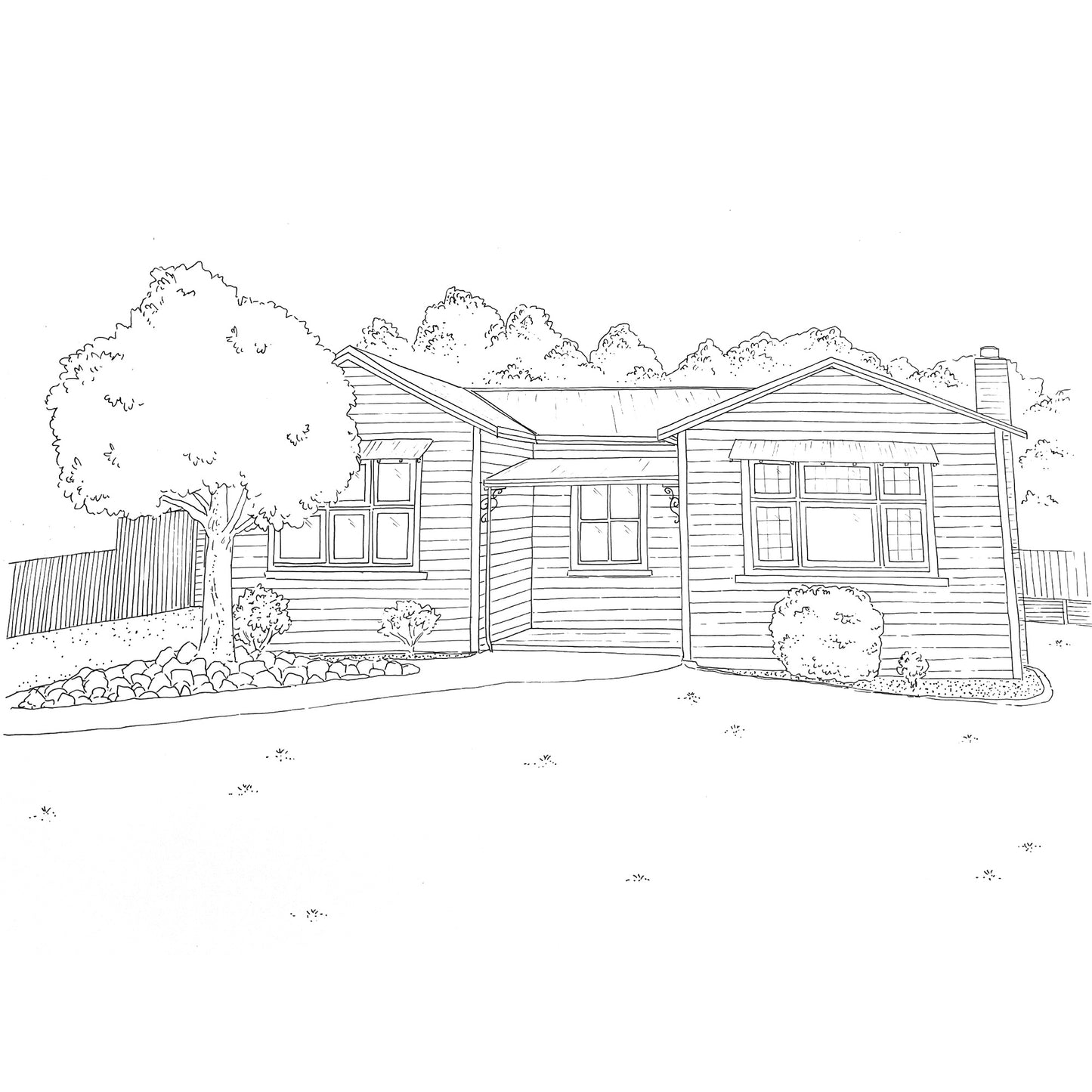 Small Black Ink Home Illustration