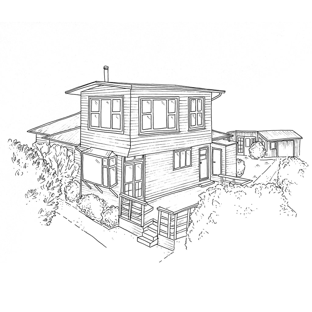 Large Black Ink Home Illustration