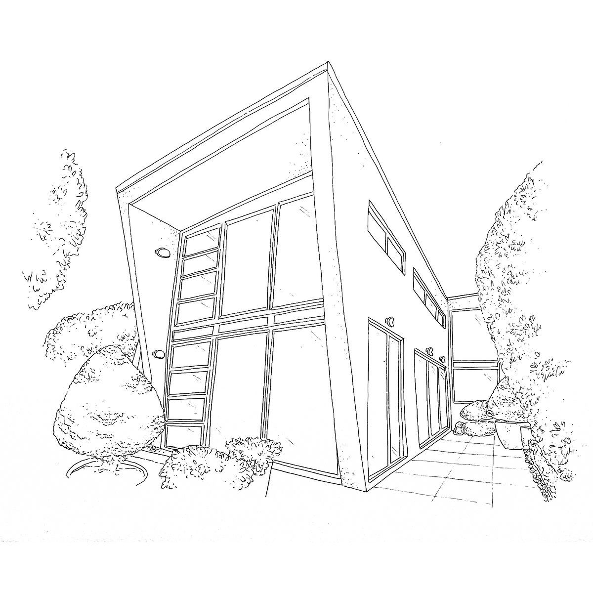 Large Black Ink Home Illustration