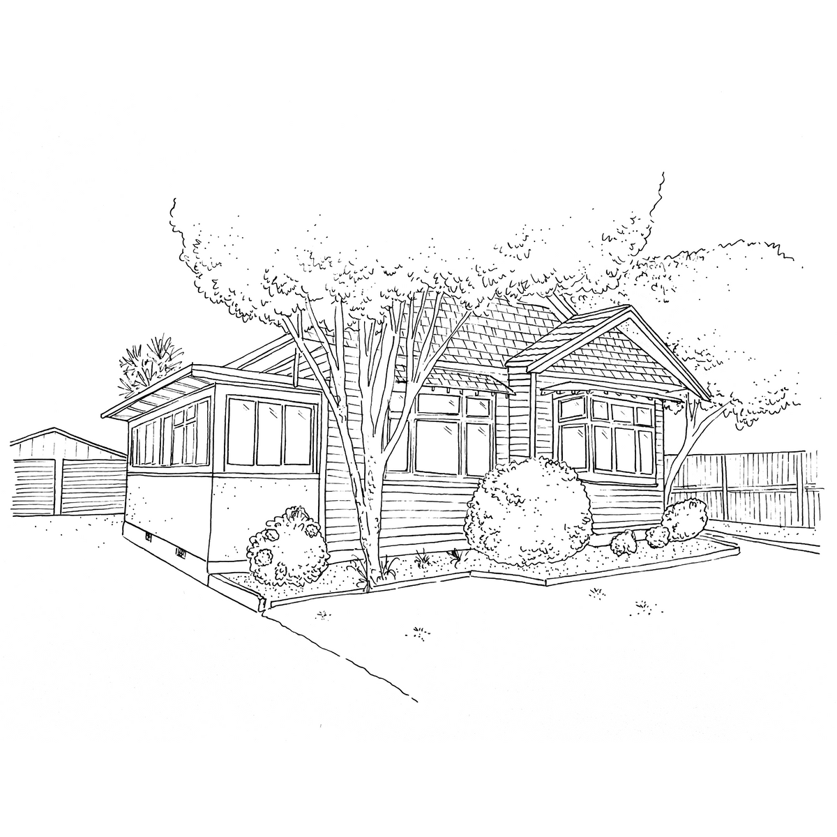 Large Black Ink Home Illustration