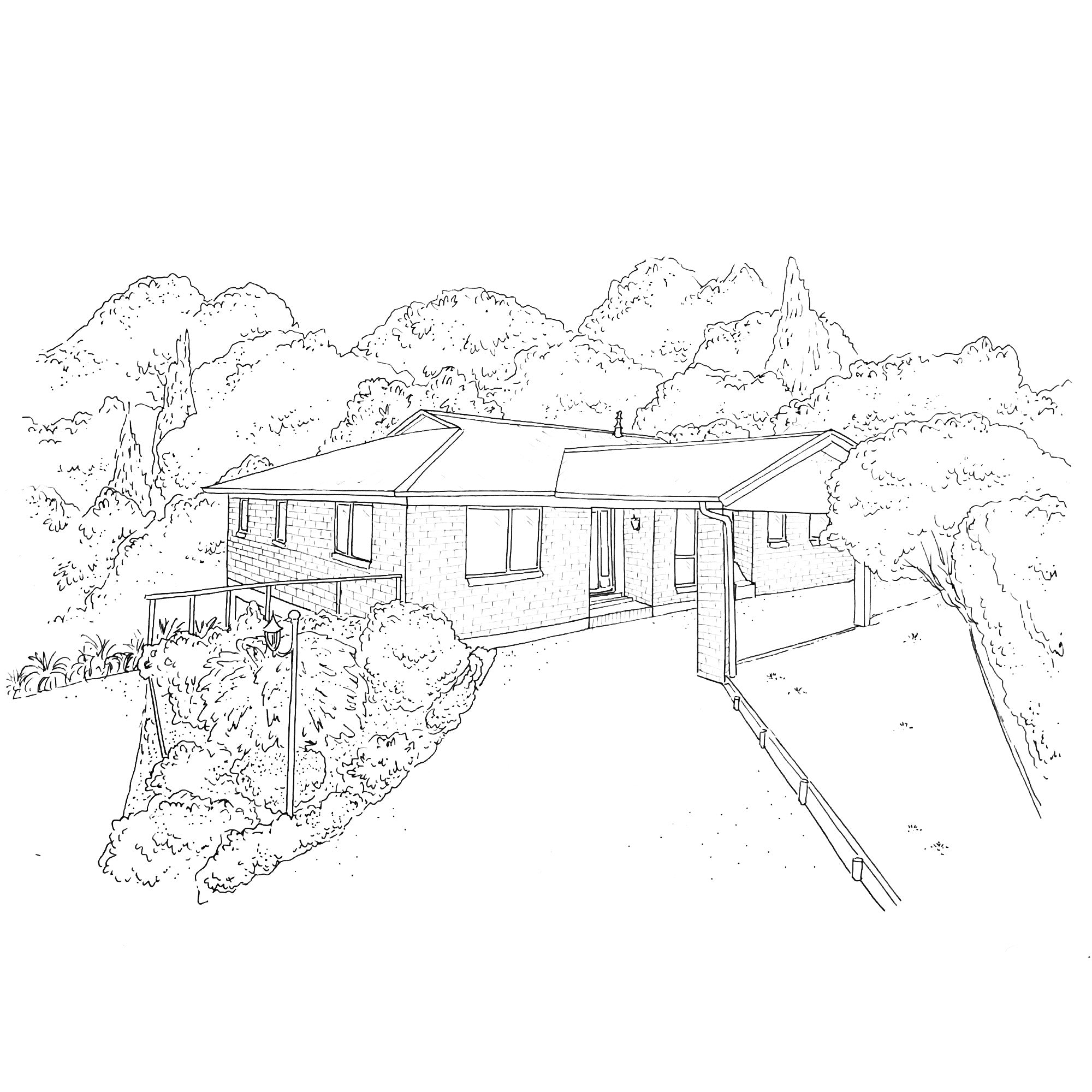 Small Black Ink Home Illustration