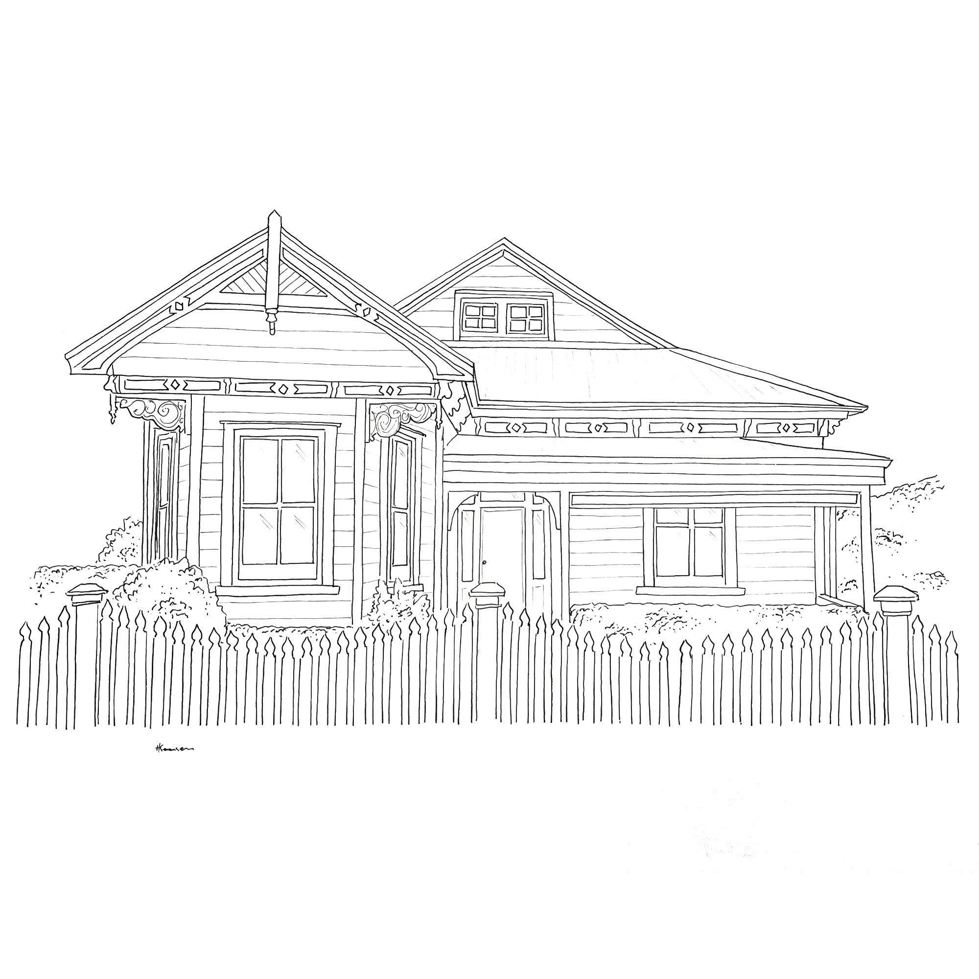 Small Black Ink Home Illustration
